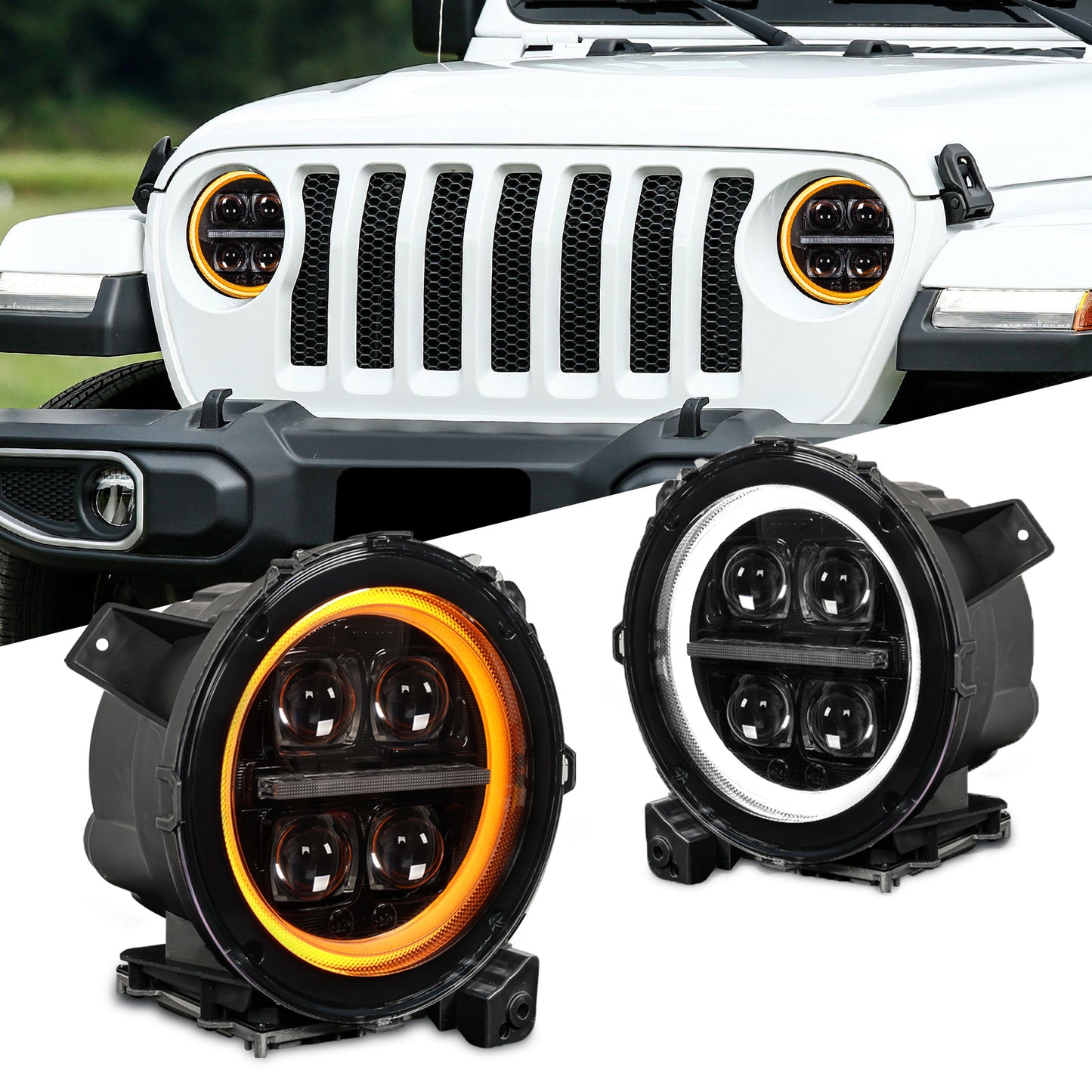 LED Projector Headlights Assembly For Jeep wrangler JL /jeep gladiator JT2018-2024(4 Projectors)