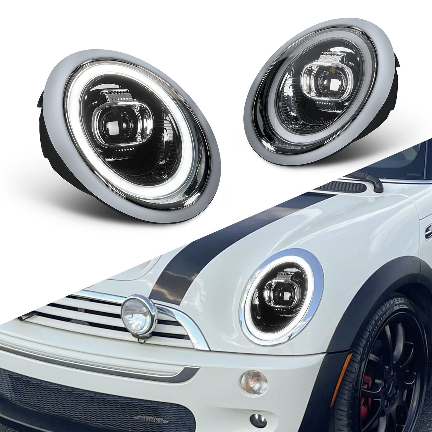 LED Projector Headlights For Mini Cooper R50 R52 R53 2001-2007